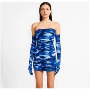 NWOT Miscreants London x Revolve Blue Tie Dye Cupid Mini Dress W/ Gloves US 4